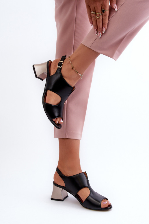 Moteriškos basutės Oda su kulniukais Tai turiciejka 06566-01 juodos spalvos Moteriškos basutės Oda su kulniukais Tai turiciejka 06566-01 juodos spalvos