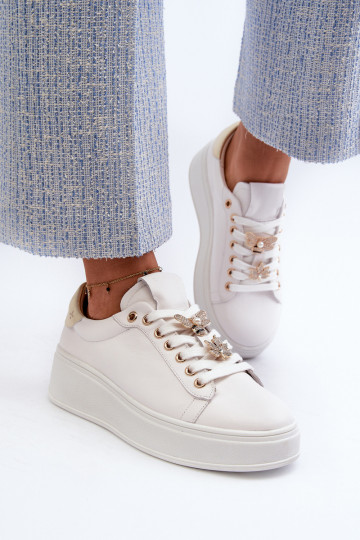 Oda Sneakers modelio batai Moteriškas su platformasuPrzypinkami D&A SN67 baltos spalvos