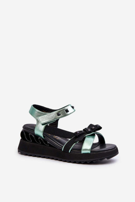 Moteriškos basutės su kaspinais D&A CR956 žalios spalvos Moteriškos basutės su kaspinais D&A CR956 žalios spalvos