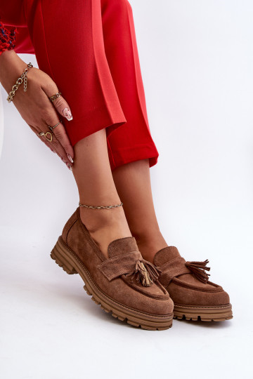 Zazoo 3469 Zomšiniai mokasinai Moteriškas su kutais rudos spalvos 2