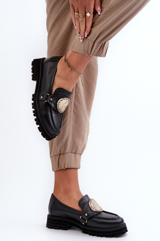 Zazoo 3485 moteriški mokasinai su aukso spalvos detalėmis natūralios odos Zazoo 3485 moteriški mokasinai su aukso spalvos detalėmis natūralios odos