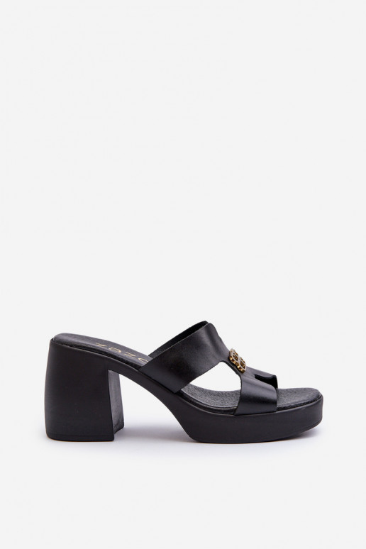 Zazoo 40419 Odinės šlepetės Moteriškas Su išpjovomis Ir Dekoracija juodos spalvos Zazoo 40419 Odinės šlepetės Moteriškas Su išpjovomis Ir Dekoracija juodos spalvos