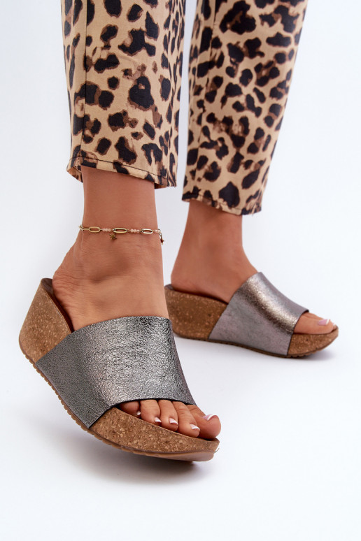 Zazoo 40291 Odinės šlepetės Moteriškas Įjungta KorkoĮym Koturnie pilkos spalvos