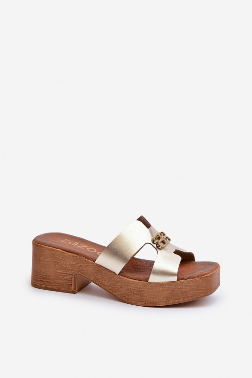 Zazoo 40412 Oda Elegantiško stiliaus Moteriškos šlepetės su ornamentais aukso spalvos