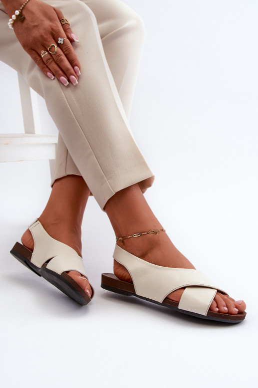 Zazoo 40407 basutės Oda Moteriškas dramblio kaulo spalvos Zazoo 40407 basutės Oda Moteriškas dramblio kaulo spalvos