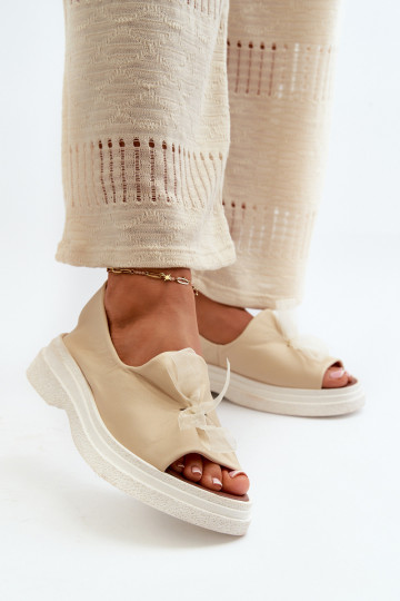 Zazoo 2939 Moteriškos basutės Moteriškas su kaspinais dramblio kaulo spalvos