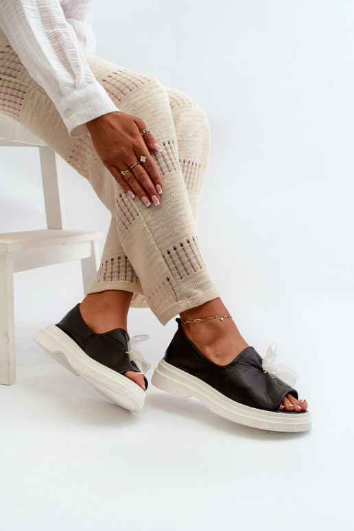 Zazoo 2939 Moteriškos basutės Moteriškas su kaspinais juodos spalvos