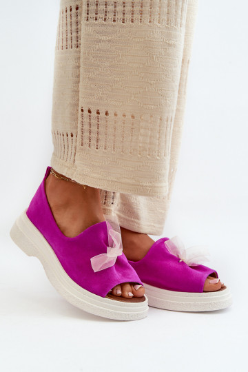 Zazoo 2939 Moteriškos zomšinės basutės su kaspinais rožinės spalvos 2