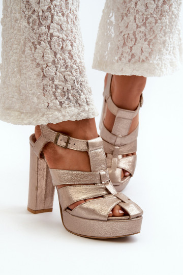 Moteriškos aukštakulnės basutės Oda Tai turiciejka 06050-25 aukso spalvos