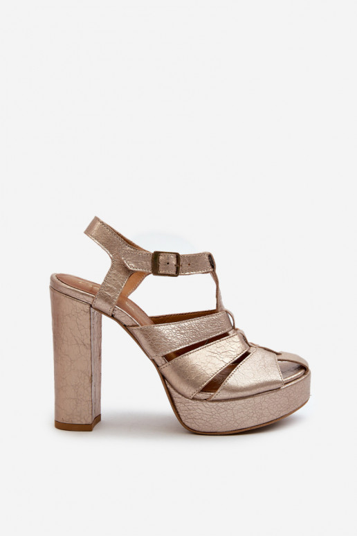 Moteriškos aukštakulnės basutės Oda Tai turiciejka 06050-25 aukso spalvos Moteriškos aukštakulnės basutės Oda Tai turiciejka 06050-25 aukso spalvos