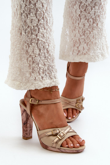 Oda Moteriškos aukštakulnės basutės Tai turiciejka 06564-22 smėlio spalvos-aukso spalvos