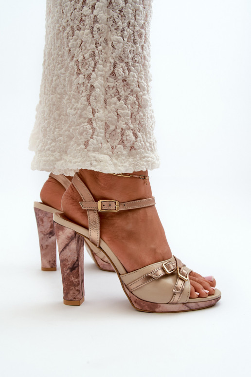 Oda Moteriškos aukštakulnės basutės Tai turiciejka 06564-22 smėlio spalvos-aukso spalvos Oda Moteriškos aukštakulnės basutės Tai turiciejka 06564-22 smėlio spalvos-aukso spalvos