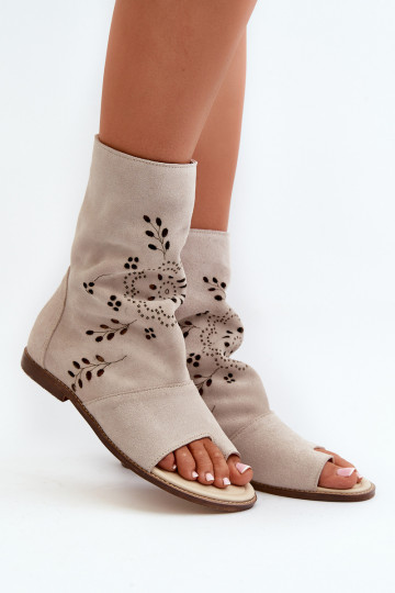 Zazoo 3437 Moteriškas Zomšinės basutės su auliuku Į Pilį dramblio kaulo spalvos