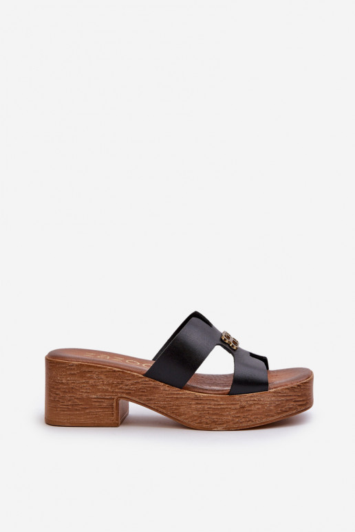 Zazoo 40412 Oda Elegantiško stiliaus Moteriškos šlepetės su aukso spalvos detalėmis juodos spalvos