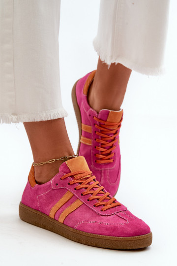 Zazoo N1068 iš zomšos Žemas Sneakers modelio batai Moteriškas rožinės spalvos