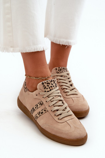 Zazoo N1068 iš zomšos Žemas Sneakers modelio batai Moteriškas smėlio spalvos