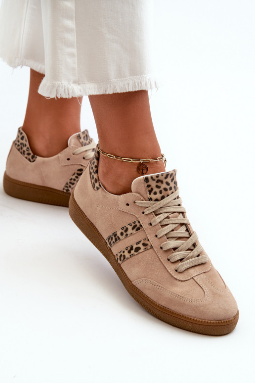 Zazoo N1068 iš zomšos Žemas Sneakers modelio batai Moteriškas smėlio spalvos