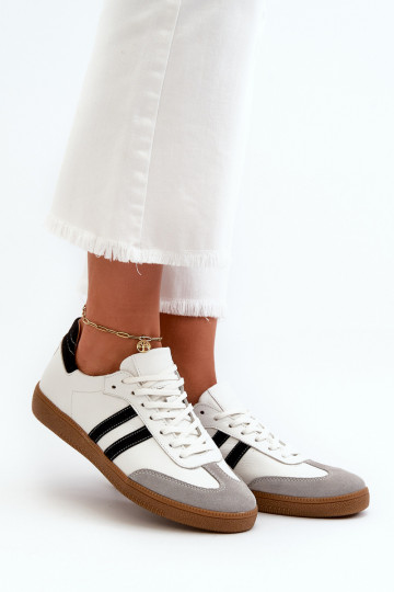 Zazoo N1068 Oda Žemas Sneakers modelio batai Moteriškas baltos spalvos 2