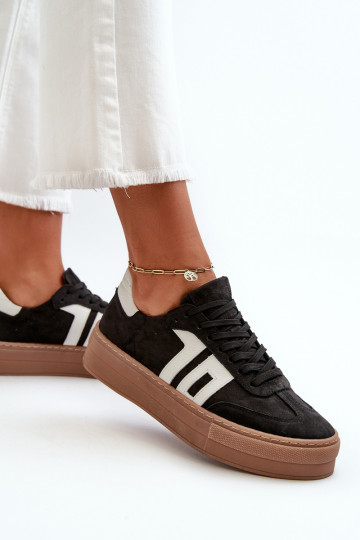 Zazoo N1095S2 Sneakers modelio batai Oda Moteriškas su platforma juodos spalvos