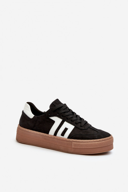 Zazoo N1095S2 Sneakers modelio batai Oda Moteriškas su platforma juodos spalvos Zazoo N1095S2 Sneakers modelio batai Oda Moteriškas su platforma juodos spalvos