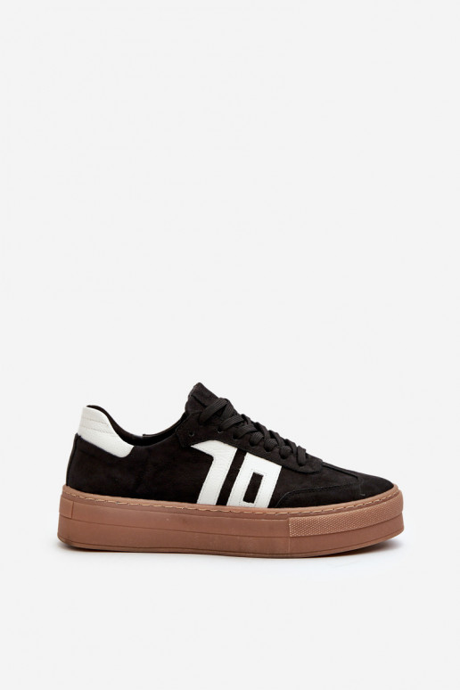 Zazoo N1095S2 Sneakers modelio batai Oda Moteriškas su platforma juodos spalvos Zazoo N1095S2 Sneakers modelio batai Oda Moteriškas su platforma juodos spalvos