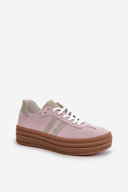 Zazoo N1068S4 Zomšiniai Sneakers modelio batai su platforma Violetinės spalvos Zazoo N1068S4 Zomšiniai Sneakers modelio batai su platforma Violetinės spalvos