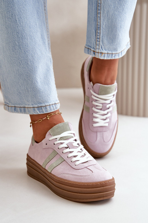 Zazoo N1068S4 Zomšiniai Sneakers modelio batai su platforma Violetinės spalvos Zazoo N1068S4 Zomšiniai Sneakers modelio batai su platforma Violetinės spalvos