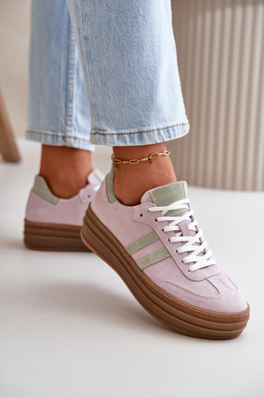 Zazoo N1068S4 Zomšiniai Sneakers modelio batai su platforma Violetinės spalvos Zazoo N1068S4 Zomšiniai Sneakers modelio batai su platforma Violetinės spalvos