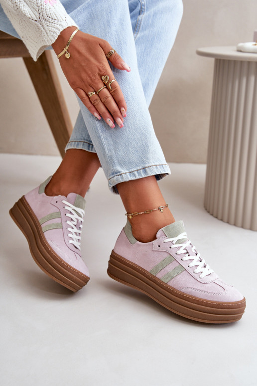 Zazoo N1068S4 Zomšiniai Sneakers modelio batai su platforma Violetinės spalvos Zazoo N1068S4 Zomšiniai Sneakers modelio batai su platforma Violetinės spalvos