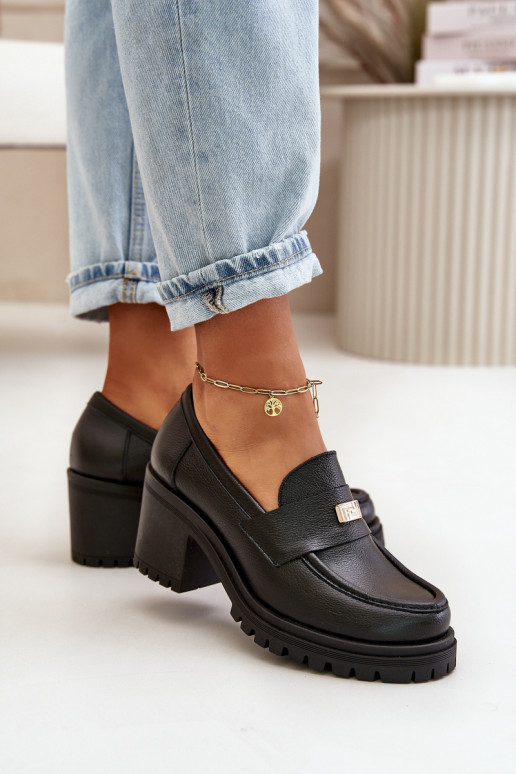 Zazoo 20168 Elegantiško stiliaus batai Moteriškas su kulniukais natūralios odos juodos spalvos