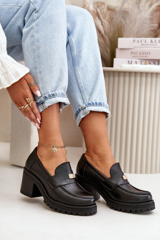 Zazoo 20168 Elegantiško stiliaus batai Moteriškas su kulniukais natūralios odos juodos spalvos