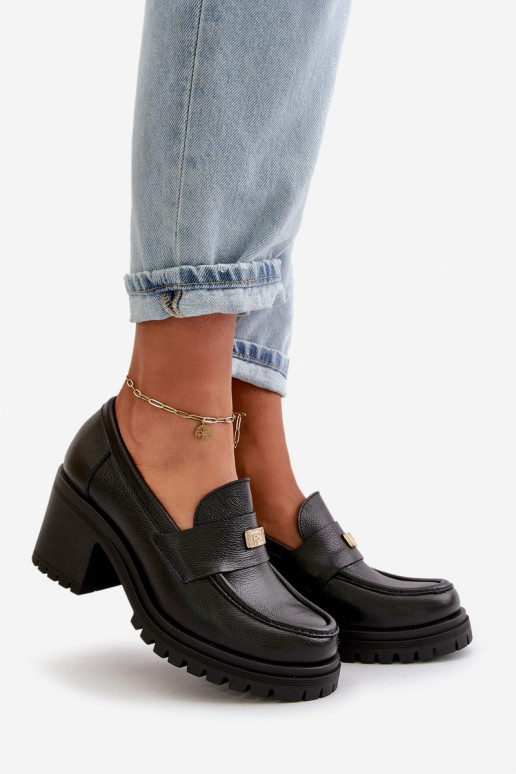 Zazoo 20168 Elegantiško stiliaus batai Moteriškas su kulniukais natūralios odos juodos spalvos