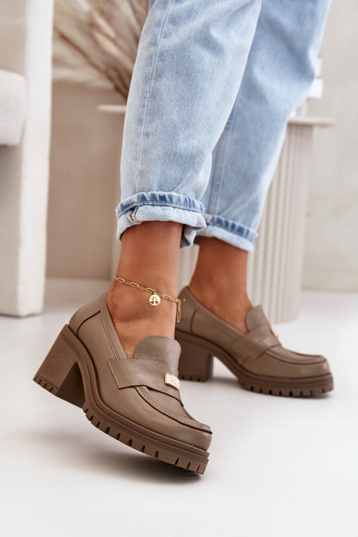 Zazoo 20168 Elegantiško stiliaus batai Moteriškas su kulniukais natūralios odos smėlio spalvos