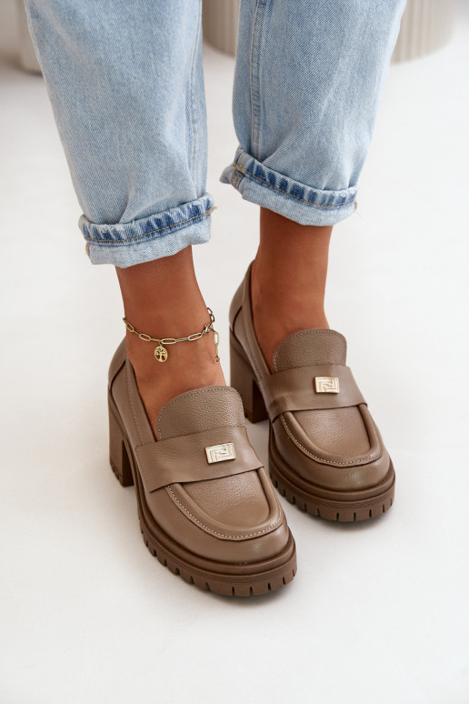 Zazoo 20168 Elegantiško stiliaus batai Moteriškas su kulniukais natūralios odos smėlio spalvos