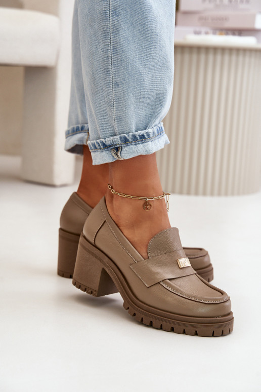 Zazoo 20168 Elegantiško stiliaus batai Moteriškas su kulniukais natūralios odos smėlio spalvos