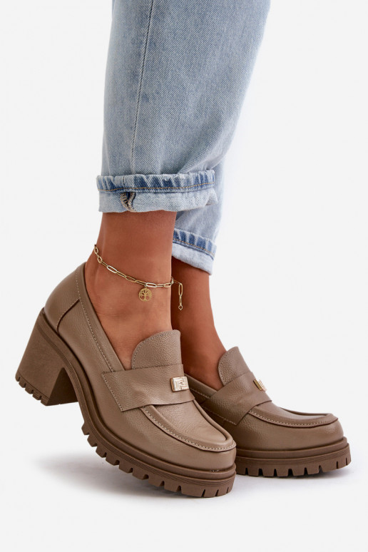 Zazoo 20168 Elegantiško stiliaus batai Moteriškas su kulniukais natūralios odos smėlio spalvos