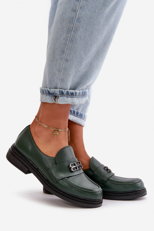 Zazoo 20174 Oda Elegantiško stiliaus batai Moteriškas su plačiais kulniukais chaki spalvos