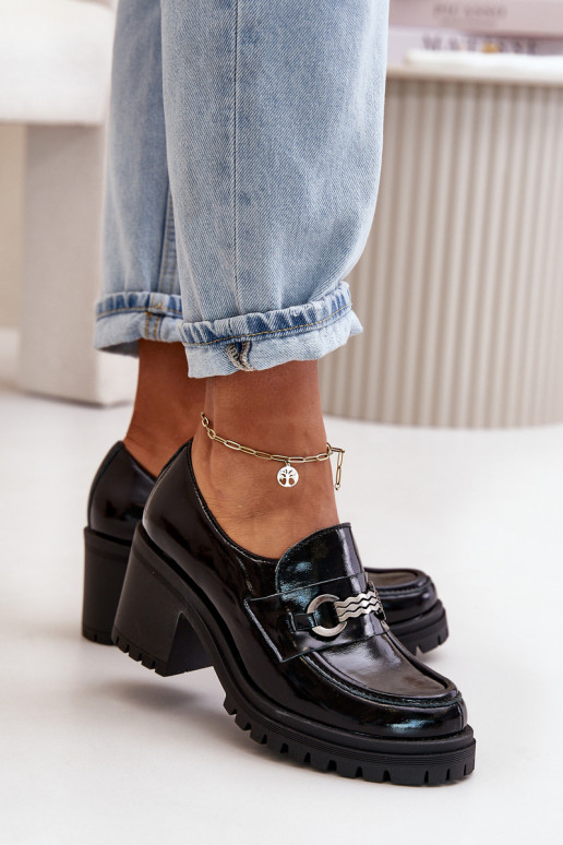 Zazoo 20175 su lako efektu batai Moteriškas su kulniukais natūralios odos juodos spalvos