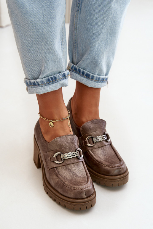 Zazoo 20175 batai Moteriškas su kulniukais natūralios odos smėlio spalvos