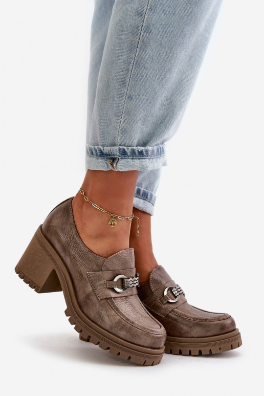 Zazoo 20175 batai Moteriškas su kulniukais natūralios odos smėlio spalvos