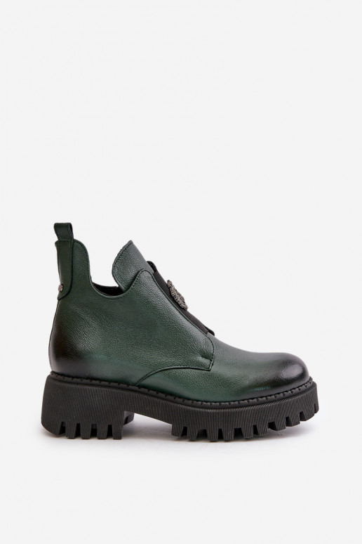 Zazoo 60451 Moteriški aulinukai su ornamentais chaki spalvos Zazoo 60451 Moteriški aulinukai su ornamentais chaki spalvos