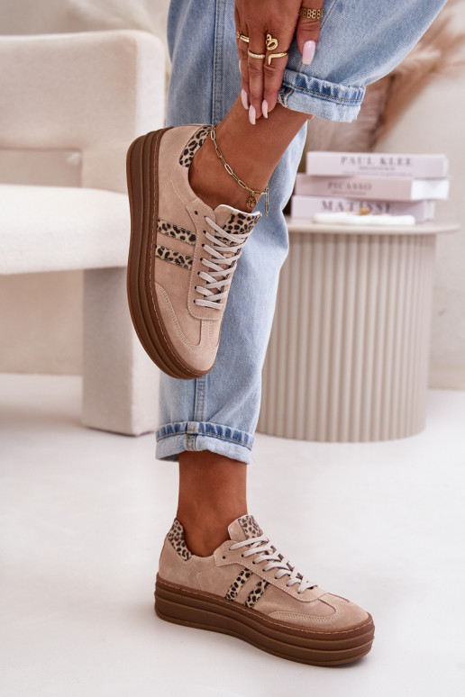 Zazoo N1068S4 Zomšiniai Sneakers modelio batai su platforma su leopardo kailio raštais rožinės spalvos Zazoo N1068S4 Zomšiniai Sneakers modelio batai su platforma su leopardo kailio raštais rožinės spalvos