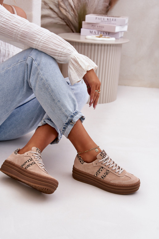 Zazoo N1068S4 Zomšiniai Sneakers modelio batai su platforma su leopardo kailio raštais rožinės spalvos Zazoo N1068S4 Zomšiniai Sneakers modelio batai su platforma su leopardo kailio raštais rožinės spalvos