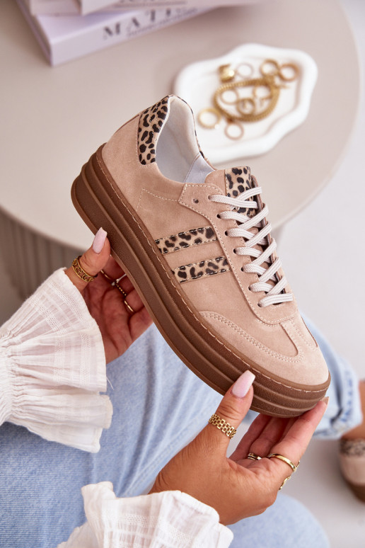 Zazoo N1068S4 Zomšiniai Sneakers modelio batai su platforma su leopardo kailio raštais rožinės spalvos Zazoo N1068S4 Zomšiniai Sneakers modelio batai su platforma su leopardo kailio raštais rožinės spalvos