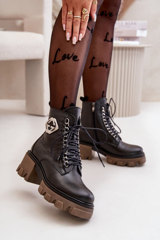 Zazoo 60376 Oda pašiltinti Aulinukai su užtrauktukais juodos spalvos Zazoo 60376 Oda pašiltinti Aulinukai su užtrauktukais juodos spalvos