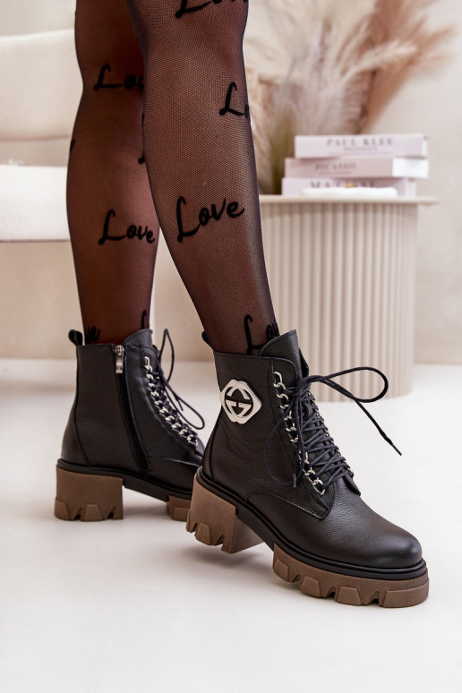 Zazoo 60376 Oda pašiltinti Aulinukai su užtrauktukais juodos spalvos Zazoo 60376 Oda pašiltinti Aulinukai su užtrauktukais juodos spalvos