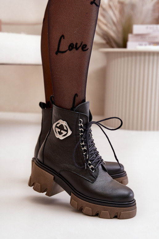 Zazoo 60376 Oda pašiltinti Aulinukai su užtrauktukais juodos spalvos Zazoo 60376 Oda pašiltinti Aulinukai su užtrauktukais juodos spalvos