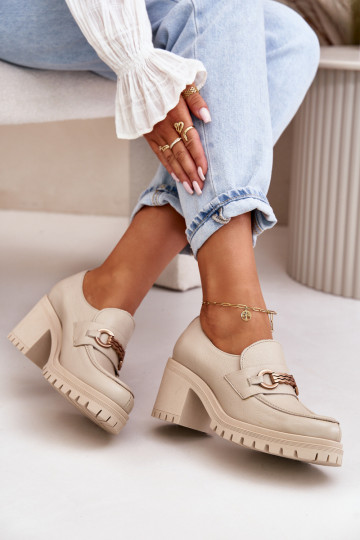 Zazoo 20175 batai Moteriškas su kulniukais natūralios odos dramblio kaulo spalvos