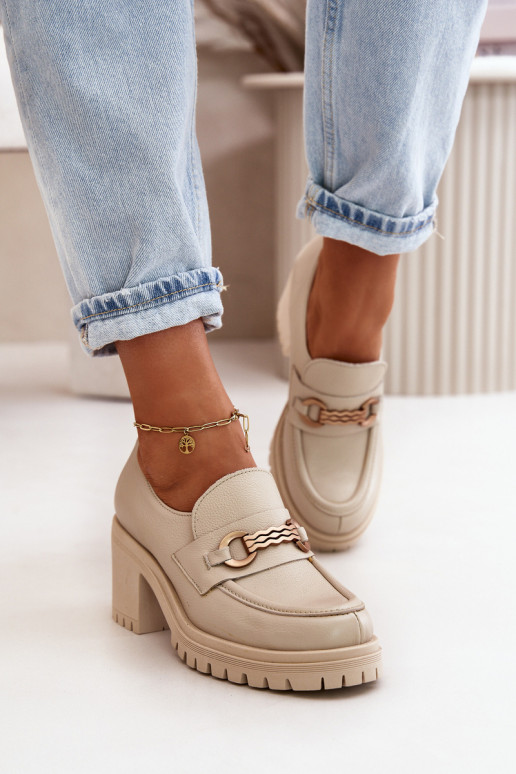 Zazoo 20175 batai Moteriškas su kulniukais natūralios odos dramblio kaulo spalvos