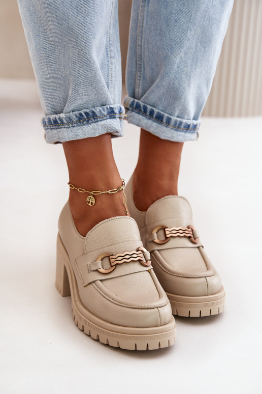 Zazoo 20175 batai Moteriškas su kulniukais natūralios odos dramblio kaulo spalvos